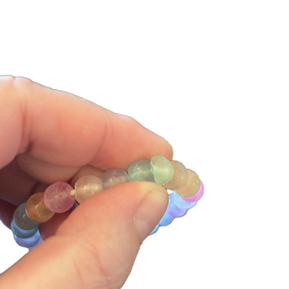 Rainbow Selenite Beaded Stretch Bracelet Multicolor - Picture 4 of 5